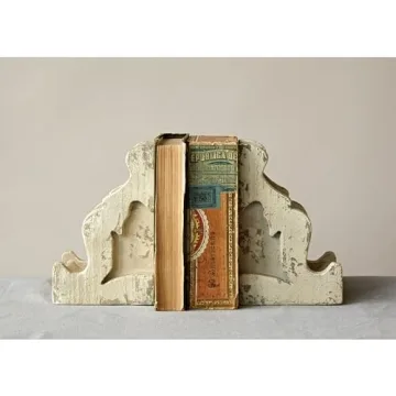 Elegant Distressed White Corbel Bookends Set of 2