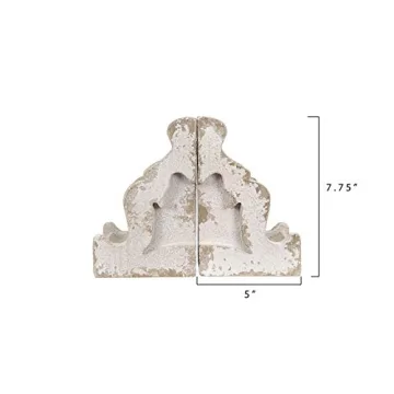 Elegant Distressed White Corbel Bookends Set of 2