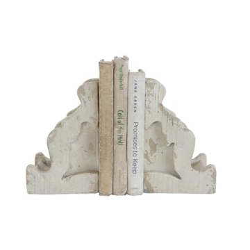 Elegant Distressed White Corbel Bookends Set of 2