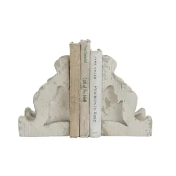 Elegant Distressed White Corbel Bookends Set of 2