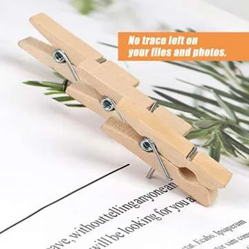 50 PCS Push Pin with Wooden Clips, Durable Wooden Push Pins, Decorative Pushpins Tacks Thumbtacks, Tacks for Cork Board Artworks Notes Photos, Craft Projects, Offices and Homes (Burlywood)