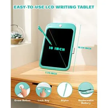 bravokids 10inch LCD Writing Tablet for Kids, Colorful Toddlers Toys Drawing Board, Educational GirlsToys, Unicorn Doodle Board Toys for 2 3 4 5 6 7 8 Year Old, Boys Birthday