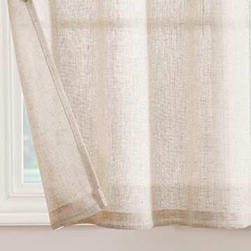 jinchan Kitchen Curtains Flax Linen Small Kitchen Curtains Rod Pocket Kitchen Door Curtains Light Filtering Modern Tier Curtains for Window Treatments Coffee Curtains 2 Panels 24 Inch Length Crude