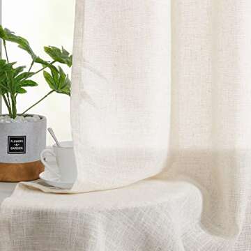 jinchan Kitchen Curtains Flax Linen Small Kitchen Curtains Rod Pocket Kitchen Door Curtains Light Filtering Modern Tier Curtains for Window Treatments Coffee Curtains 2 Panels 24 Inch Length Crude