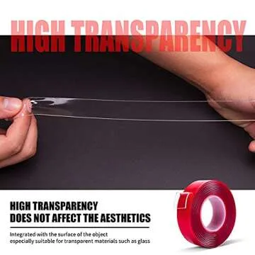 Double Sided Tape Heavy Duty - 3/4in 10ft Clear Strong Acrylic Adhesive Mounting Tape Removable Non Residue Transparent for Crafts/Walls/Carpets Fixing/Decorations(Pack of 1 Roll)