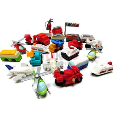 10 Assorted Iwako Vehicle Erasers - Fun Gift Collection