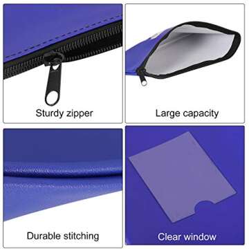 Sinzip 4 Pack Bank Deposit Money Bag, Heavy Duty Leatherette Security Zipper Wallet with Clear Window, Pencil Pouch, Coin Bag, Cash Bag, Tool Pouch, Assorted Colors (4 Pack Mix-Color01), Small