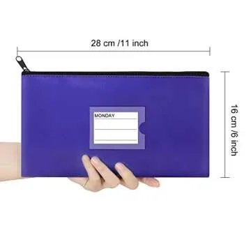 Sinzip 4 Pack Bank Deposit Money Bag, Heavy Duty Leatherette Security Zipper Wallet with Clear Window, Pencil Pouch, Coin Bag, Cash Bag, Tool Pouch, Assorted Colors (4 Pack Mix-Color01), Small