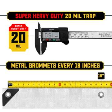 Core Tarps Extreme Heavy Duty 20 Mil Tarp Cover - Waterproof, UV Resistant, Rip Proof, with Reinforc...
