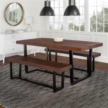 Rustic Walker Edison Aten Farmhouse 3-Piece Dining Set in Mahogany