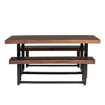 Walker Edison Farmhouse Dining Set with Two Benches
