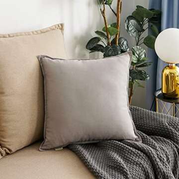 Jeanerlor 20"x20" Pillowcase Green Cousion Cover Decor Cotton Linen with Unique Design to Embellish Garden/Office/Chair/Bed/Couch,(50 x 50cm), Gray