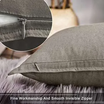 Jeanerlor 20"x20" Pillowcase Green Cousion Cover Decor Cotton Linen with Unique Design to Embellish Garden/Office/Chair/Bed/Couch,(50 x 50cm), Gray