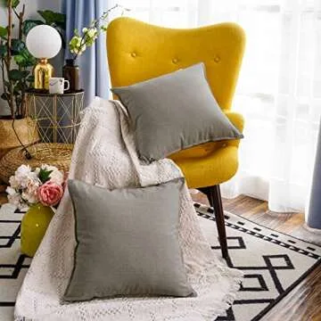 Jeanerlor 20"x20" Pillowcase Green Cousion Cover Decor Cotton Linen with Unique Design to Embellish Garden/Office/Chair/Bed/Couch,(50 x 50cm), Gray