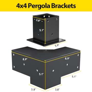 APRILSOUL 4x4 Pergola Kit, Includes 4 Three-Way Corner Brackets and Post Bases for 3.5" Wood Posts, ...