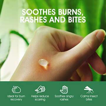 ORISO Aloe Vera Gel With Cold Pressed Aloe Vera - Pure Sunburn Relief, Bug Bites, Small Cuts - Sooth...