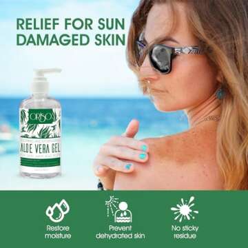 ORISO Aloe Vera Gel With Cold Pressed Aloe Vera - Pure Sunburn Relief, Bug Bites, Small Cuts - Soothing Moisturizer Lotion For Face, Hair and Body - 10 Fl Oz