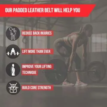 Lift Tech Fitness 4'' Padded Weight Lifting Belt - Leather Workout Belt for Men & Women - Gym Belt f...