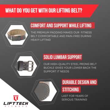 Lift Tech Fitness 4'' Padded Weight Lifting Belt
