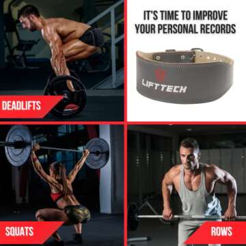 Lift Tech Fitness 4'' Padded Weight Lifting Belt