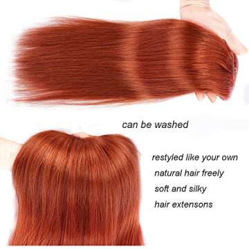 Luxurious 18" Clip in Human Hair Extensions 150g #350 Copper Red