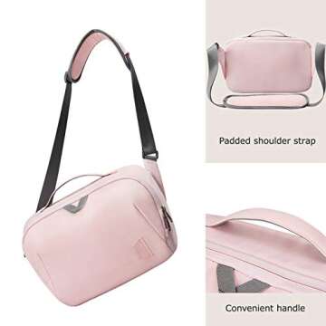 BAGSMART DSLR Camera Bag, Waterproof Crossbody Camera Case with Padded Shoulder Strap, Anti-Theft Bag, Pink