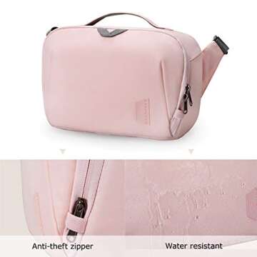 BAGSMART DSLR Camera Bag, Waterproof Crossbody Camera Case with Padded Shoulder Strap, Anti-Theft Bag, Pink