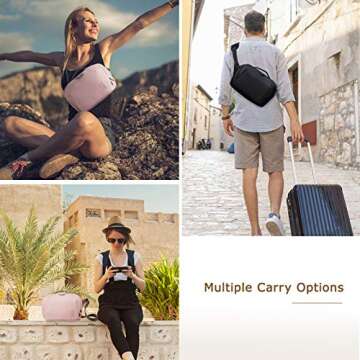 BAGSMART DSLR Camera Bag, Waterproof Crossbody Camera Case with Padded Shoulder Strap, Anti-Theft Bag, Pink