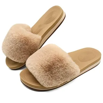 COFACE Women's Plush House Slippers With Arch Support