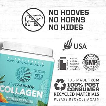 Vegan Collagen Protein Powder Plant-based | Hyaluronic Acid Minerals Biotin Soy Free Dairy Free Glut...