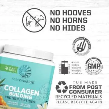 Vegan Collagen Protein Powder Plant-based | Hyaluronic Acid Minerals Biotin Soy Free Dairy Free Gluten Free NON-GMO | Vanilla 20 Servings | Collagen Building Peptides by Sunwarrior