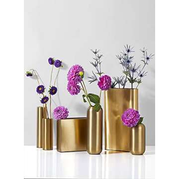 Serene Spaces Matte Gold Capsule Vase for Floral Arrangements