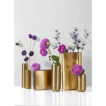 Serene Spaces Matte Gold Capsule Vase for Floral Arrangements