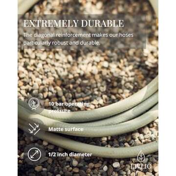 LIVLIG Design Garden Hose 100 ft 1/2 inch, For Any Nozzle, Brass Quick Connect, Water Hose Made in Germany, Recycled Material, Personalized Color for Outdoor Living (100ft Graceful Green)