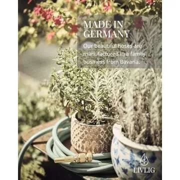 LIVLIG Design Garden Hose 100 ft 1/2 inch, For Any Nozzle, Brass Quick Connect, Water Hose Made in Germany, Recycled Material, Personalized Color for Outdoor Living (100ft Graceful Green)