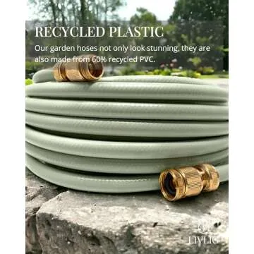 LIVLIG Design Garden Hose 100 ft 1/2 inch, For Any Nozzle, Brass Quick Connect, Water Hose Made in Germany, Recycled Material, Personalized Color for Outdoor Living (100ft Graceful Green)