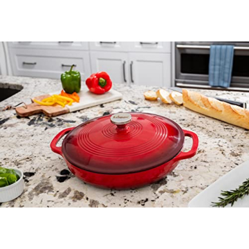 Lodge 3.6 Quart Enameled Cast Iron Casserole - Perfect for Cooking