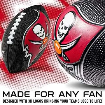 Franklin Sports NFL Tampa Bay Buccaneers Foam Football - Soft Junior Size 8.5" Ball with 3D Logos - ...