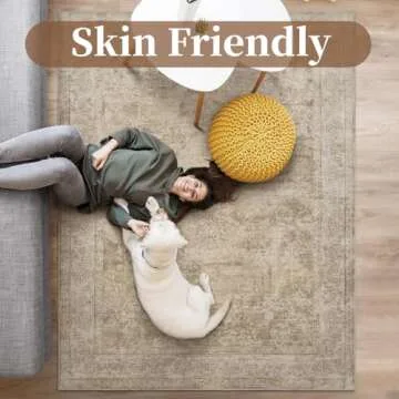 MontVoo-Area Rug 5X7 Vintage Coffee&Tan Rugs for Living Room-Soft Rugs for Bedroom-Non Slip Living Room Rug-Machine Washable Rug for Dining Room Living Room Bedroom Office