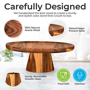 Acacia Wood Rustic Cake Stand for Weddings & Parties