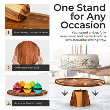 Acacia Wood Rustic Cake Stand for Weddings & Parties