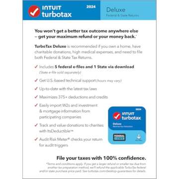 TurboTax Deluxe 2024 Tax Software, Federal & State Tax Return [PC/MAC Download]