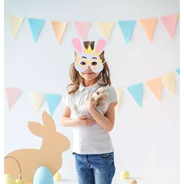 GTN Tech 12PCS Easter Bunny Mask Craft Kit Ornaments - School Class Activities for Kids Party Favors