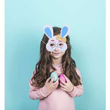 GTN Tech 12PCS Easter Bunny Mask Craft Kit Ornaments - School Class Activities for Kids Party Favors