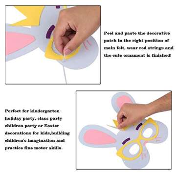 GTN Tech 12PCS Easter Bunny Mask Craft Kit Ornaments - School Class Activities for Kids Party Favors