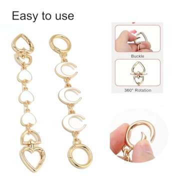 Purse Extender Chain Gold Bag Strap Extenders for Women Exquisite Handbags Accessories Heart Wallet Extender Replacement Purse Chains