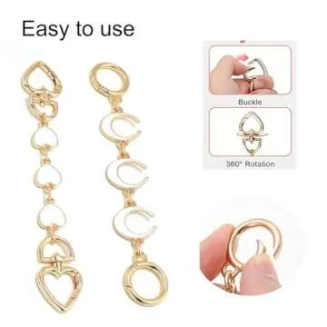 Purse Extender Chain Gold Bag Strap Extenders for Women Exquisite Handbags Accessories Heart Wallet Extender Replacement Purse Chains