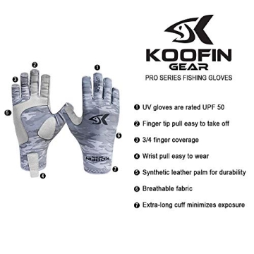 KOOFIN GEAR Fishing Gloves with UPF 50 Sun Protection