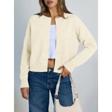 Trendy Queen Cropped Cardigan Sweaters for Women Lightweight Crop Knit Y2k Fall Outfits Fashion Clot...