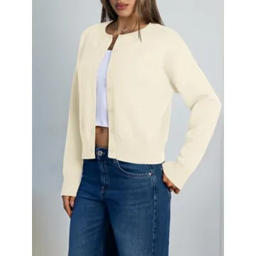 Trendy Queen Cropped Cardigan Sweater Lightweight Women's Fashion